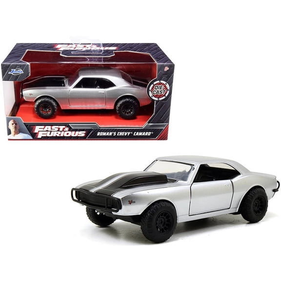 Roman's Chevrolet Camaro Z/28 Silver with Black Stripes "Fast & Furious 7" (2015) Movie 1/32 Diecast Model Car by Jada