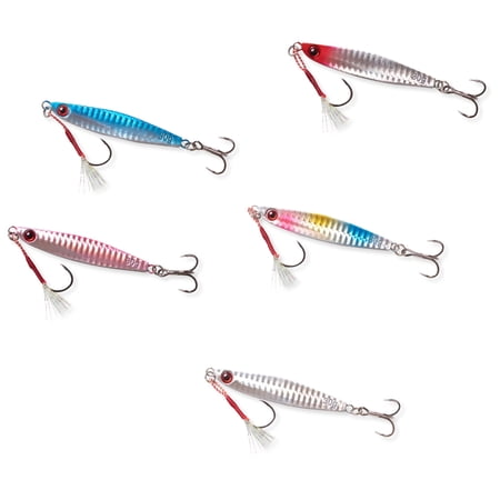5Pcs Shore Cast Metal Jig Spoon Sea Fishing Lures Metal Slow Jig Lure Enduring