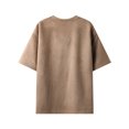 thumbnail image 3 of AHTJRT Men's Casual Round Neck Short Sleeve Suede T-Shirt with Drop Shoulder Design Khaki 3XL, 3 of 3