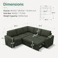 thumbnail image 6 of Marrber Green L-Shaped Sectional Sleeper with Pull-Out Sofa Bed Corduroy Cloud Couch with Storage for Living Room, 6 of 10