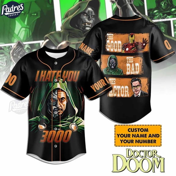 Custom I Hate You 3000 Doctor Doom Baseball Jersey