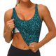 thumbnail image 3 of Balery teal sparkling Sujetadores deportivos con espalda cruzada para mujer, acolchados, sin costuras, de alto impacto, ideales para yoga, gimnasio, entrenamiento y fitness.-Medium, 3 of 8