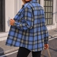 thumbnail image 3 of Dweltoz Women's Plaid Flannel Shirt Soft Long Sleeve Lightweight Casual Button Down Jacket with Pockets 2026 Fall Fashion Blouses,Blue 2XL, 3 of 3