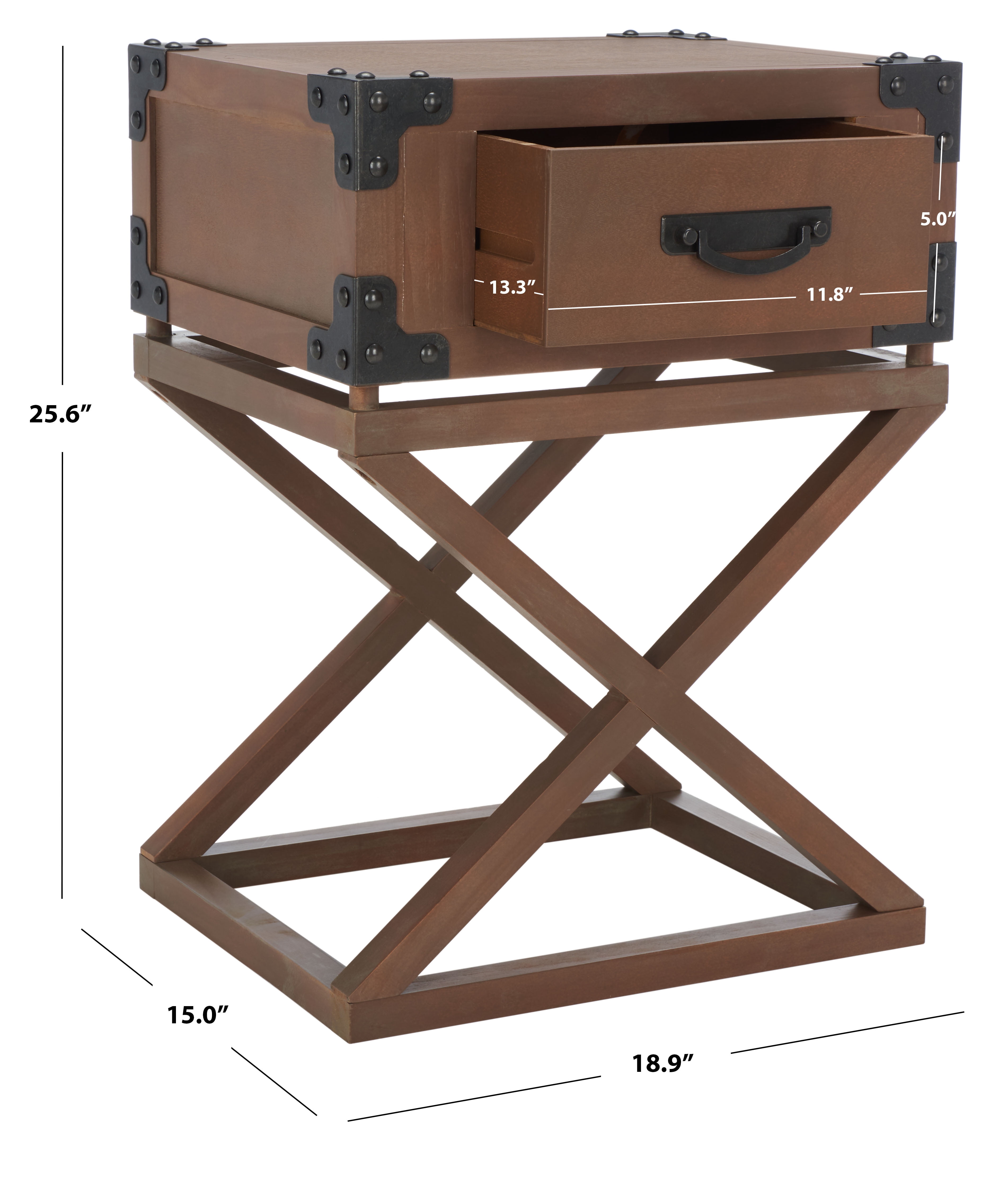 SAFAVIEH Dunstan Rustic Accent Table With Storage Drawer, Washed Natural Pine