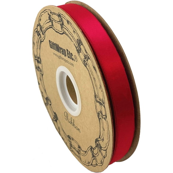 Red Satin Fabric Decorative Ribbon - 5/8” x 100 Yards, 4th of July, America 250 Anniversary, Gift Wrapping, Romantic Bows, Anniversary & Wedding, Holiday & DIY, Veterans Day, School Graduation