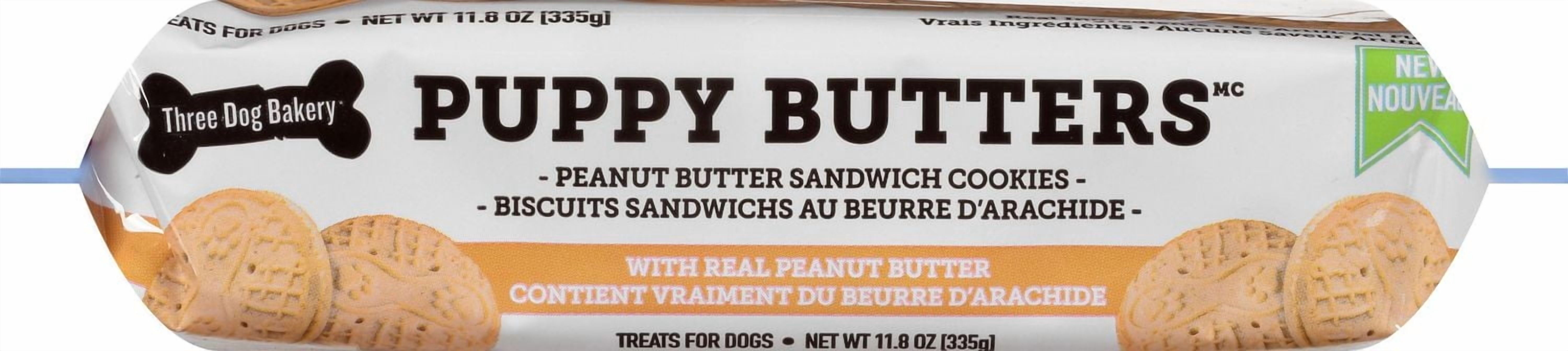 Three Dog Bakery Puppy Butters Biscuits pour Chiens Sandwich au Beurre d'Arachide