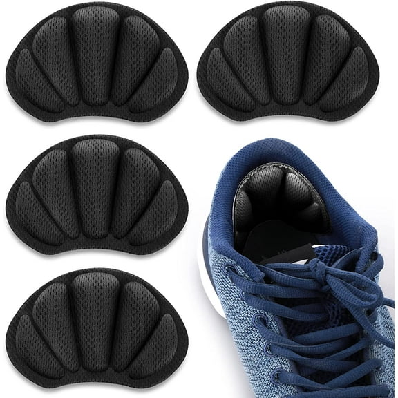 2 Pair Heel Grips Shoes Pads for Shoes Too Big Self-Adhesive Foot Cushions Pads for Women Men Thick Shoe Inserts Back Insoles Anti Blister Shoe Liners Heel Protectors (Black)