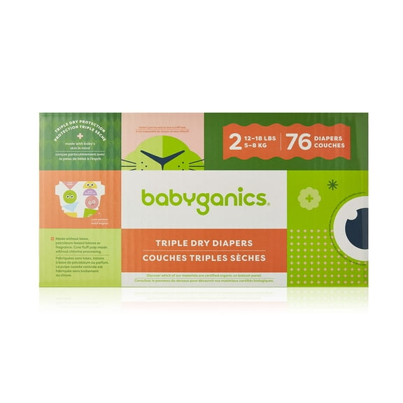 Babyganics Diapers, Size 1, 80 ct, Ultra Absorbent Diapers