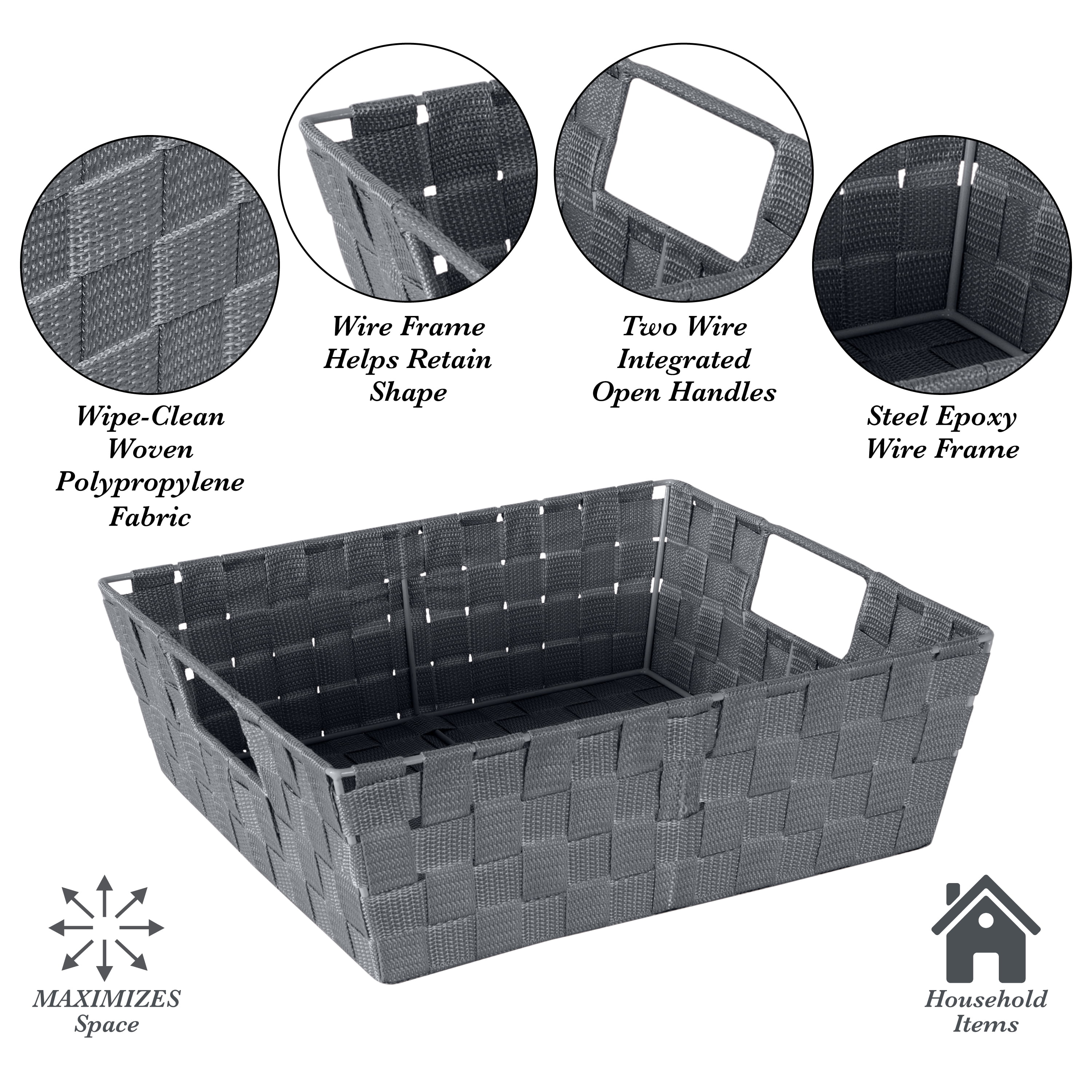 Simplify 12 x 10 Gray Boho Storage Box With Handle