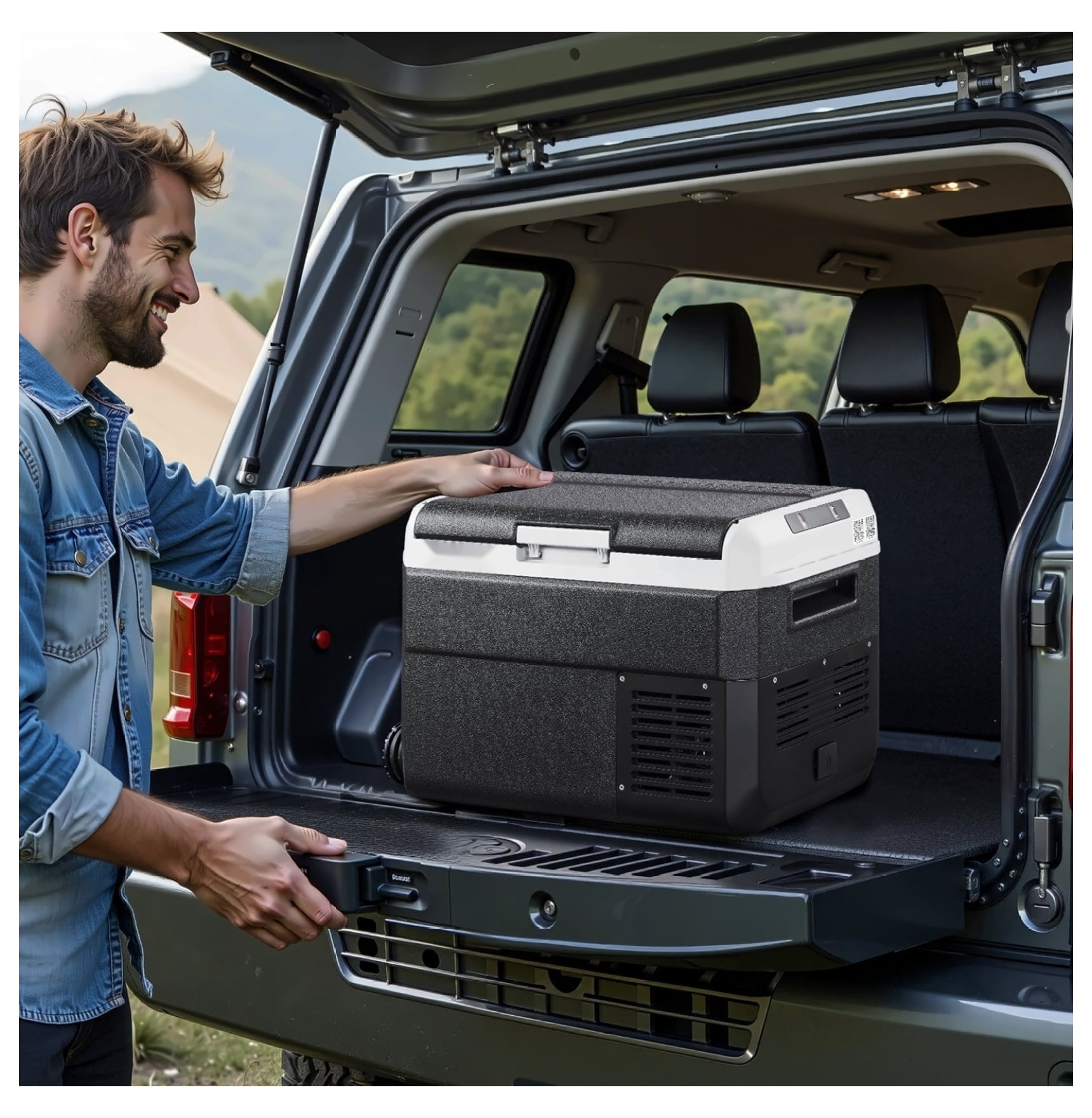 12V Car Refrigerator, 26.4QT Portable Fridge Freezer -4°F to 68°F Adjustable Temp, DC 12/24V & AC 100-240V, for Camping, RV, Travel, Outdoor Cooling