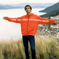 thumbnail image 3 of Valentine's Day Oversized Hoodies Womens I Love You This Much Hoodie Zip-Up Unisex Valentine Holiday Jacket Coat, M Orange, 3 of 7