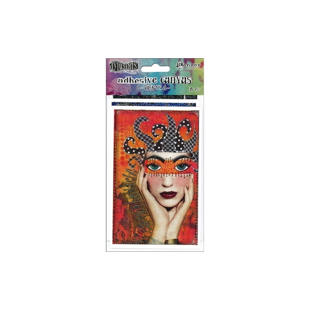 Dyan Reaveley'S Dylusions Adhesive Canvas 3.375"X5.25" 8/Pkg-Printed