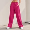 thumbnail image 6 of WULMLEO Womens Sweatpants Solid Wide Leg Elastic Waist Fall Winter Bottoms Trendy Lightweight Pant Stretch Athletic Paloma Pants with Pockets Hot Pink S, 6 of 8