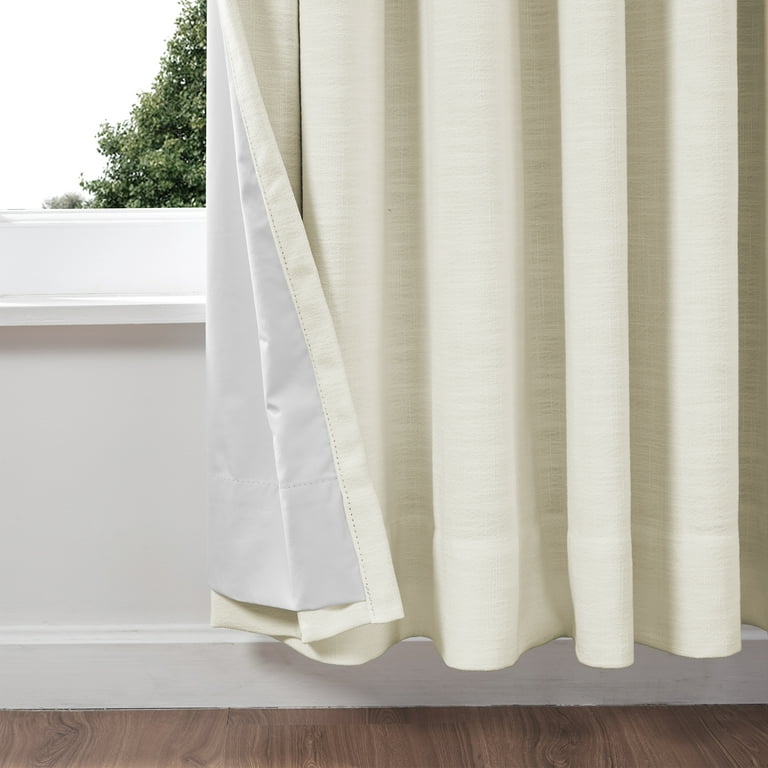 Linen Textured Beige White Pinch Pleated Curtains 80 Inch Length 1 Panel,  Light Filtering Patio Door Pleated Drapes Semi Sheer with Hooks for Living