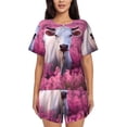 thumbnail image 1 of Fotbe Flower Field Cow Conjunto de Pijama Estampado para Mujer, 2 Piezas, Ropa de Dormir con Camiseta de Manga Corta y Shorts Suaves-XX-Large, 1 of 6