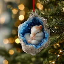 Owl and Raccoon Christmas Tree Ornament, 2D Flat Print Acrylic Pendant, Cute Animal Theme Holiday Decor for Tree Wreath Gift(B)