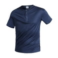 thumbnail image 4 of WIZUTIZ Mens Henley Shirts Stretch Ribbed Short Sleeve Shirt Quarter Button Shirts Slim Fit Muscle Shirt Athletic Running Tee, 4 of 5