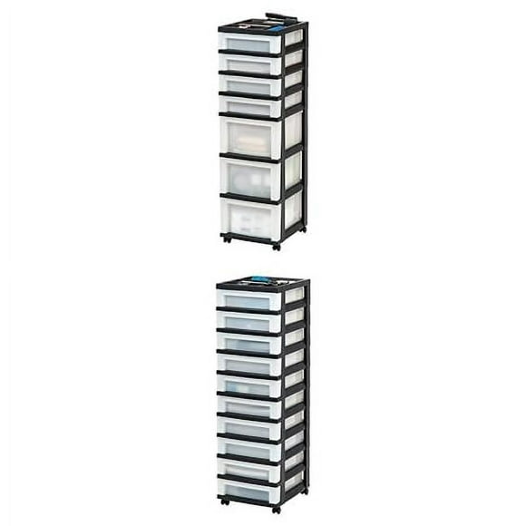 IRIS USA Craft Plastic Organizers and Storage, Bundle of 2, Rolling Storage Cart for Classroom Supplies, Storage Organizer for Art Supplies, Drawer T
