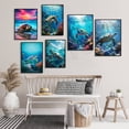 thumbnail image 3 of Underwater tropical sea turtle, underwater marine life painting, seabed scenery poster print for living room home decor art, 3 of 10