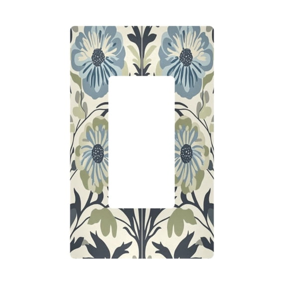Yayeee Rocker Switch Wall Plate 1-Gang 4.6"x2.9" Home Decorative Outlet Cover, Blue Floral Pattern