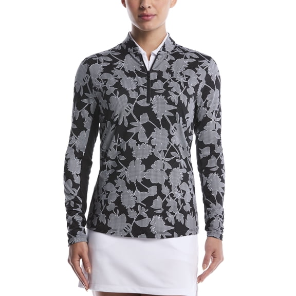Ben Hogan Floral L/S Sun Protection Shirt Caviar Shirt Women M