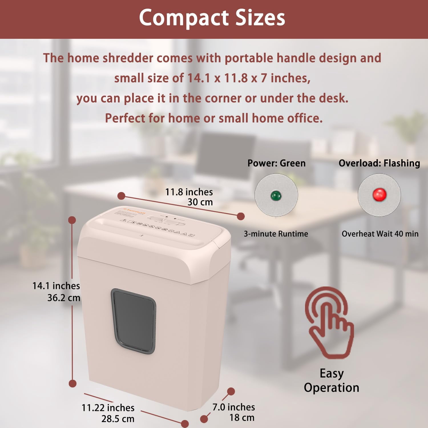 P-4 Security 6-Sheet Cross Cut Shredder, Compact for Home Office, Shreds Paper Cr Cards Staples Clips, 3-Minute Nonstop Operation, 3.4 Gallon Transparent Wastebin, Pink