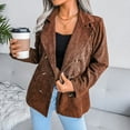 thumbnail image 2 of Ladies Workoffice Blazer Lapel Notched Elegant Cardigan Solid Color Fitted Suit Single Breasted Blouse Button Down Fashion Jacket Mid Length Leisure Outwear, 2 of 6