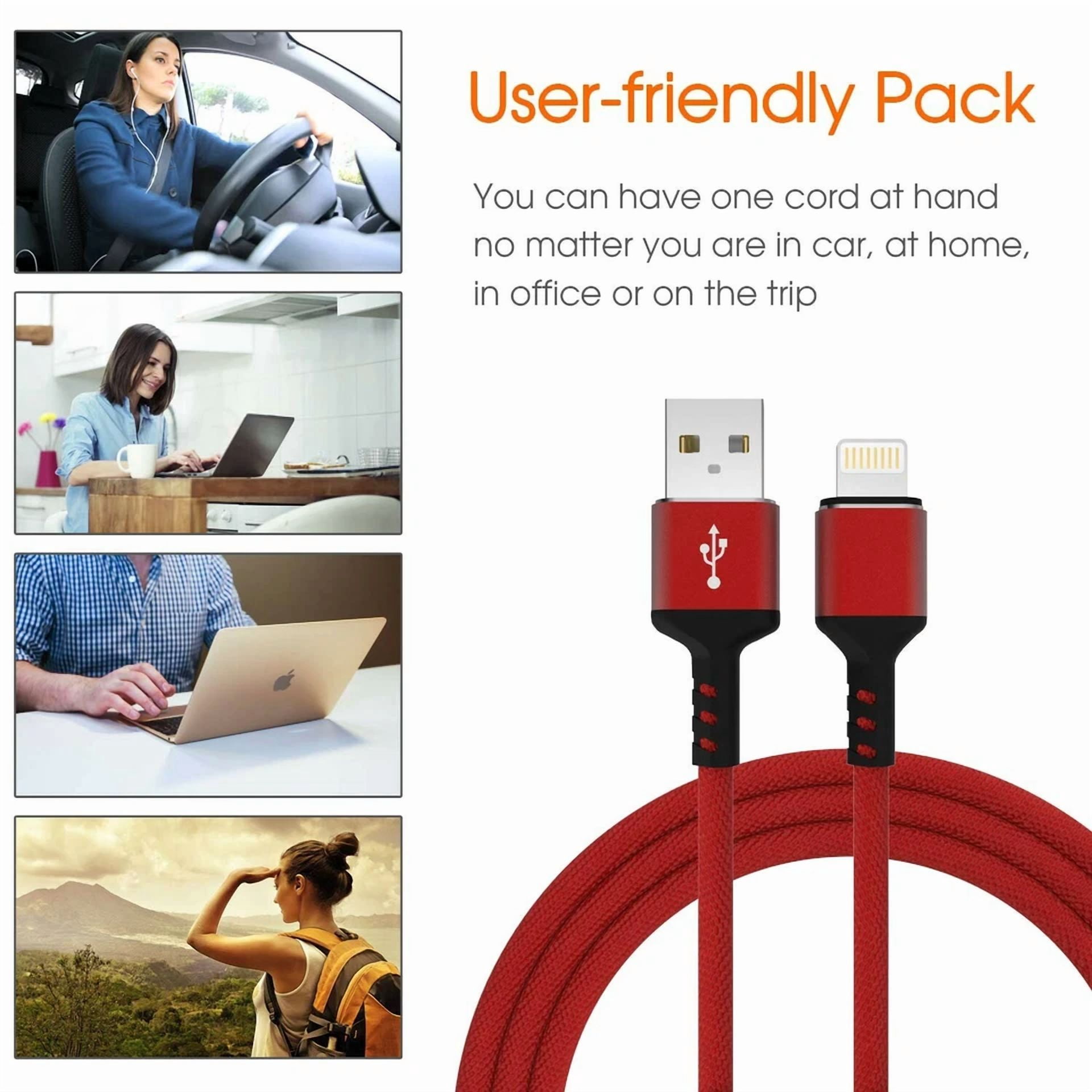 PRIME- Boost 6Ft Phone Charger Charging Cord Nylon Braided Usb Power Cable, Fast Charge