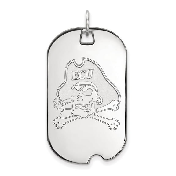 14k White Gold East Carolina U Large Dog Tag Pendant