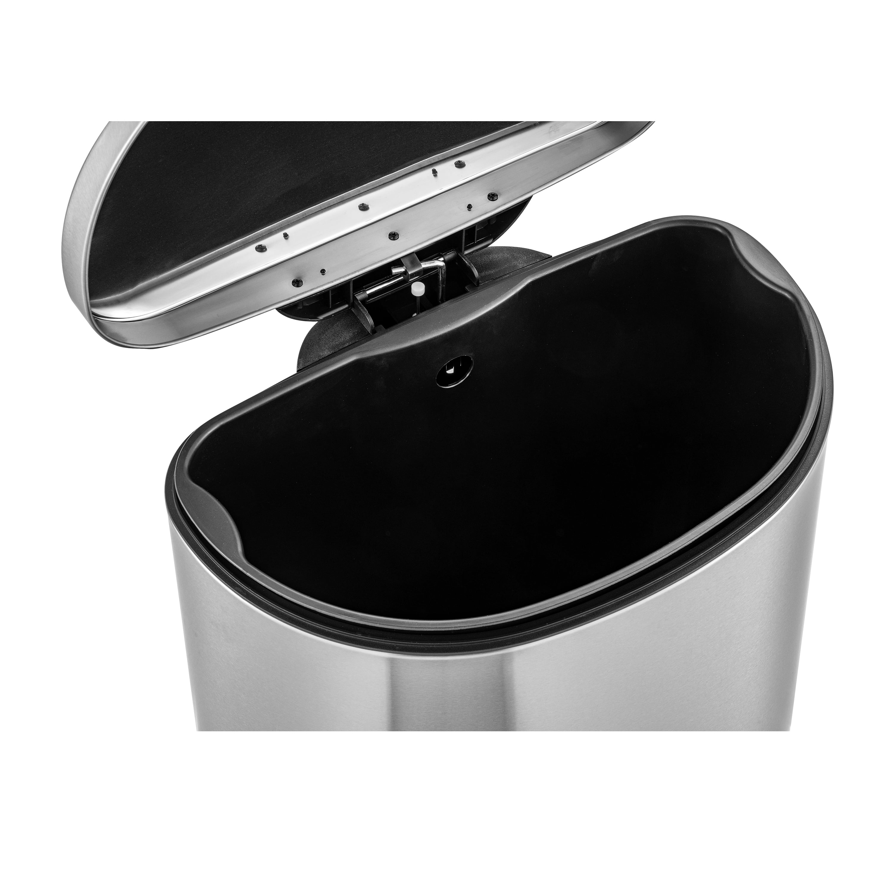 Qualiazero Kitchen Bathroom Trash Can Combo, 13.2 Gallon and 1.6 Gallon Stainless Steel Step Garbage Bin with Soft Close Lid, Silver