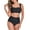 Black PolkaDot, variant on Women's Square Neck Bikini Top with High Waisted Ruched Bottom Two Piece Bathing Suit Swimsuit Sets Size L