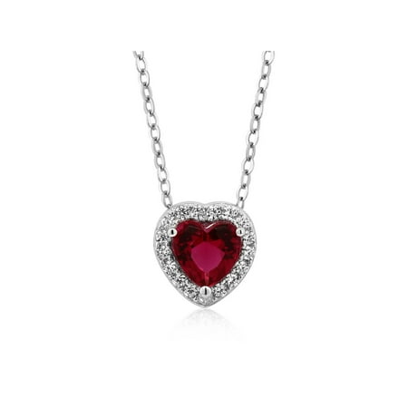 Red Outdoor Pendant - 1.13 Ct Heart Shape Red Zirconia 925 Sterling Silver Pendant with 18 Inch Chain
