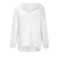 thumbnail image 4 of UAMVSH Women Casual Full Zip up Hooded Sweatshirts with Pockets Comfy Oversized Long Sleeve Hoodie Tops Solid Color Jackets(Medium,White), 4 of 7
