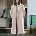 thumbnail image 2 of Ashirexll Womens Long Sleeve Tops, Womens Fleece Coats, Fashion Solid Color Long Sleeve Lapel Button Pocket Double Sided Wool Coat, 2 of 7