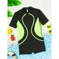 thumbnail image 3 of YONGHS Kids Girls Short Sleeve Zipper One Piece Swimsuit Beach Bathing Suit Swimming Training Jumpsuit Yellow Green-C 8, 3 of 6