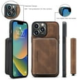 thumbnail image 3 of ELEHOLD Luxury Wallet Case for iPhone 14 Pro Max PU Leather Purse Case with Detachable Card Slots Zipper Pocket Kickstand Function Shockproof Case 6.7 inch -Brown, 3 of 9