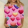 thumbnail image 6 of Dasayo Summer Tops for Women 3/4 Sleeve Graphic Blue Valentines Day Blouses Funny Heart Outfits Womens T Shirts L, 6 of 6