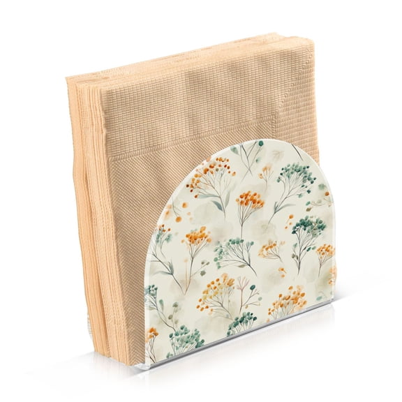 Napkin Holder for Table Kitchen Paper Tissue Organization Standing Paper Napkin Storage Green and Orange Small Flowers