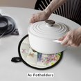 thumbnail image 3 of ZIATUBLES 2 PCS Pot Holders Heat Resistant Hot Pads with Pockets Soft Cotton-Like Lining Breathable Grip for Kitchen Cooking Baking 8 Inch Counter Round Decor, Hummingbird Butterfly Floral, 3 of 7