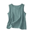 thumbnail image 2 of Women's Linen Sleeveless Tank Tops Summer Shirts Casual Blouses Turquoise 2XL, 2 of 9