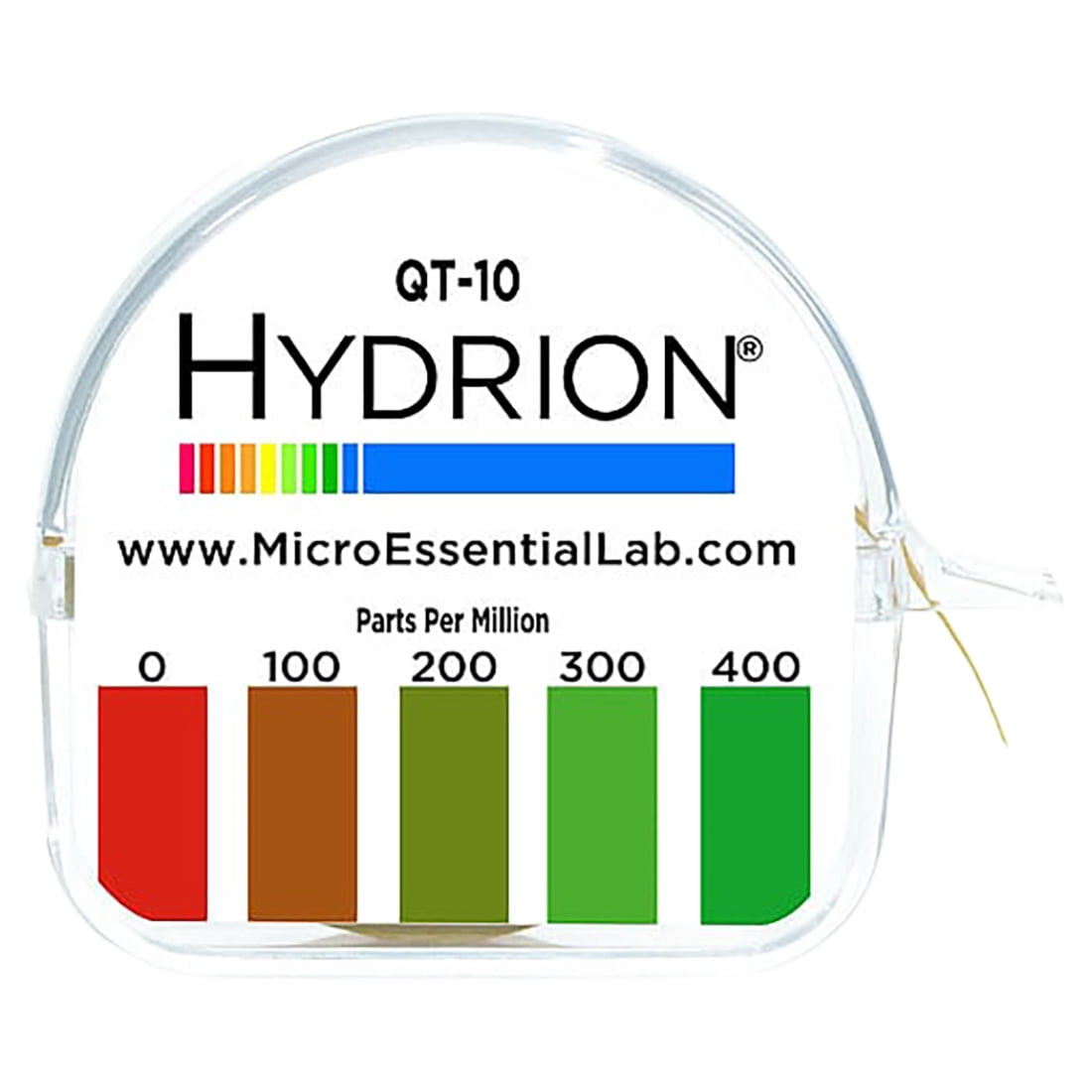 Micro Essential Laboratory QT-10 Plastic Hydrion Low Range Quat Check Test Paper Dispenser, Single Roll, Food Service Test Strips, 0 - 400ppm