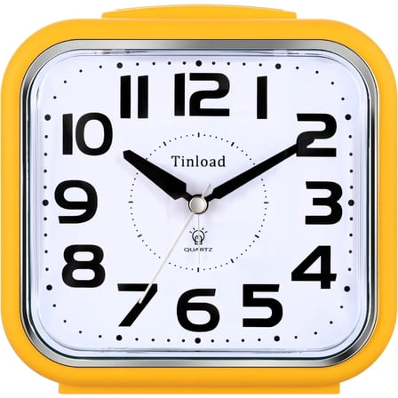 5.5" Large Analog Alarm Clock Silent Non Ticking, Gentle Wake, Beep Sounds, Increasing Volume, Battery Operated Snooze and Manual Light, Easy Set