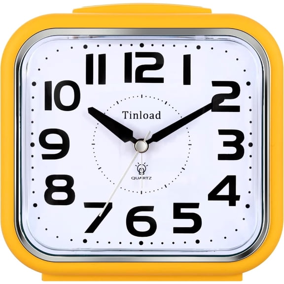 5.5" Large Analog Alarm Clock Silent Non Ticking, Gentle Wake, Beep Sounds, Increasing Volume, Battery Operated Snooze and Manual Light, Easy Set