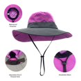thumbnail image 2 of Empire Cove Womens Sun Hat Wide Ponytail Bucket Cap Sports UV Protection Purple, 2 of 5