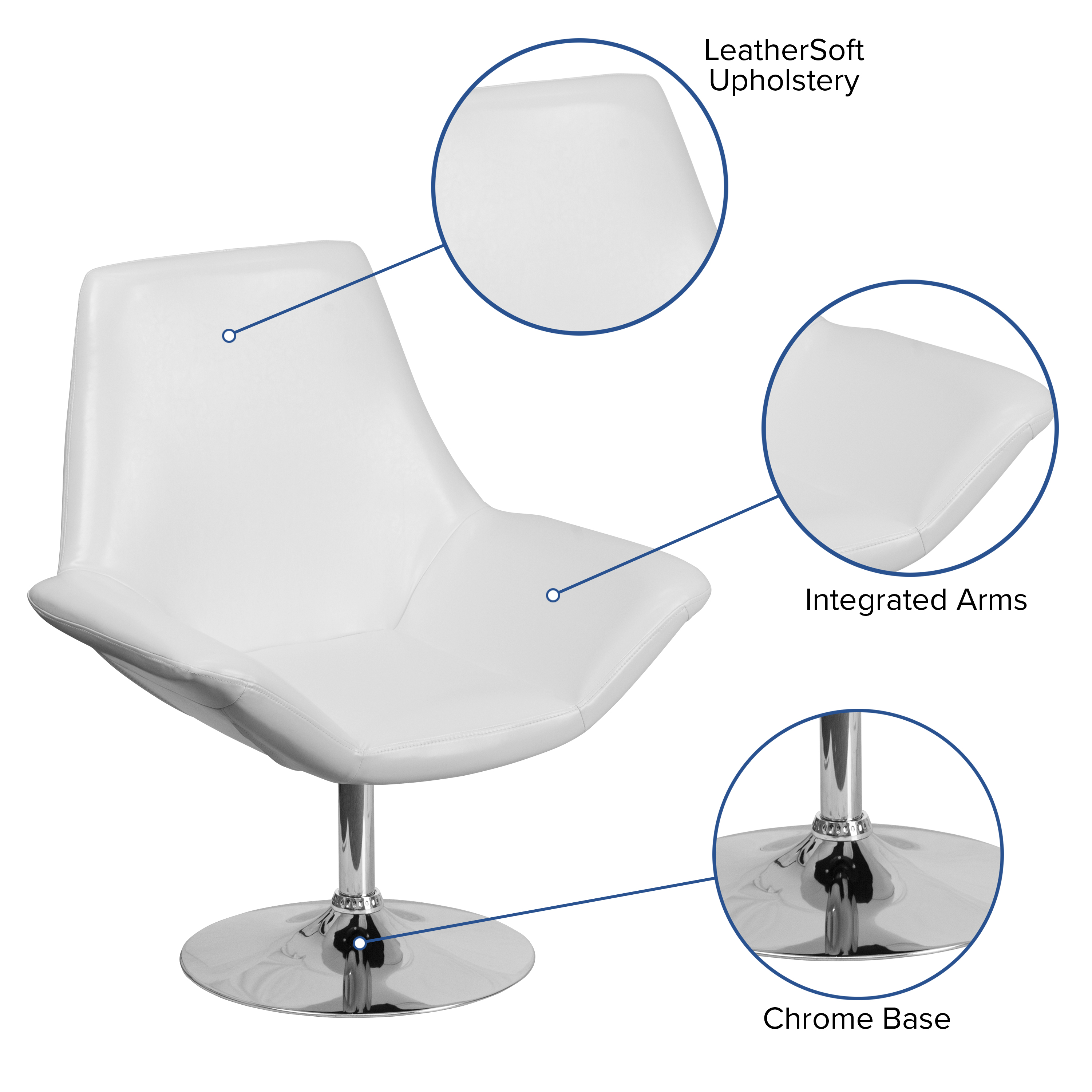 Flash Furniture HERCULES Sabrina Series White LeatherSoft Side Reception Chair - image 5 of 12