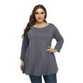 thumbnail image 1 of REDHOTYPE Nouveau Femmes Plus Size Tops Femmes Col Rond Manches Longues Couleur Unie Casual en Vrac Plus-Size Manches Longues Tops, 1 of 2