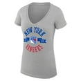 thumbnail image 2 of Women's G-III 4Her by Carl Banks Heather Gray New York Rangers Super-Slim Fit Lightweight City Graphic V-Neck T-Shirt, 2 of 3
