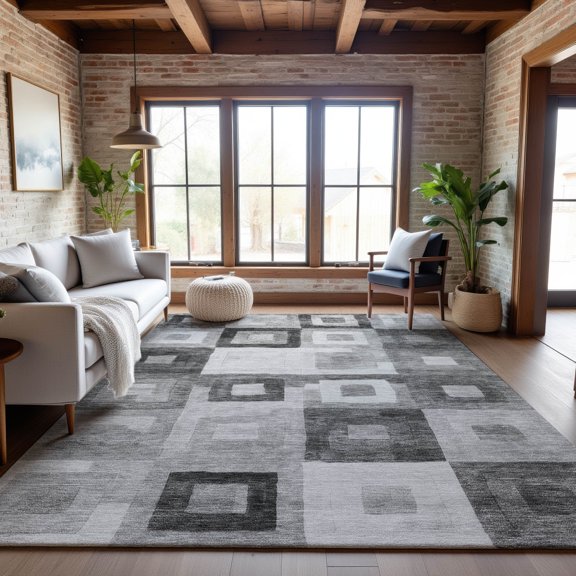 Addison Rugs Mayfield Premium Machine Washable Transitional Geometric Gray Rectangle Rug, 5' x 7'6"