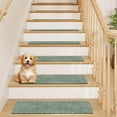 thumbnail image 7 of Green Retro Pattern Stair Treads Non Slip 15PCS 8"x30" Carpet Stair Treads for Wooden Steps, Rubber Backing Stair Runner Washable Safety Carpet for Stairs, Indoor Staircase Step Treads, 7 of 7