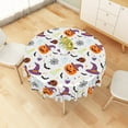 thumbnail image 5 of Nanqianyi Halloween Tablecloth 70×70 Inch Round, Orange Pumpkin Table Cloth for Party Decoration, Bat Cartoon Themed Waterproof Table Cover for Dinner Decor, 5 of 10